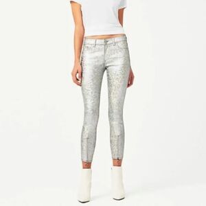 DL1961 Florence Instasculpt Cropped Silver Metal Jeans Women’s Size 30 Festival
